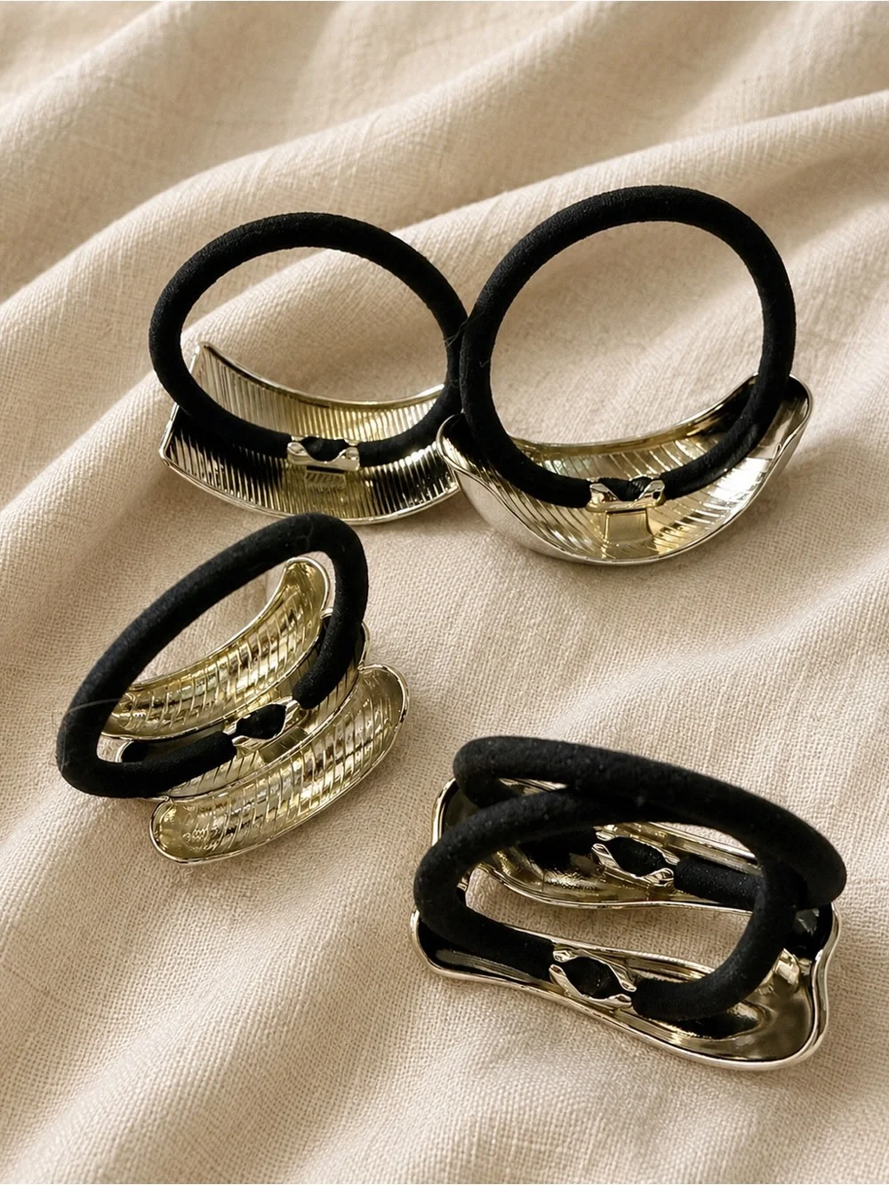 Silver-Tone Sculptural Ponytail Holder | Statement Hair Accessories Set
